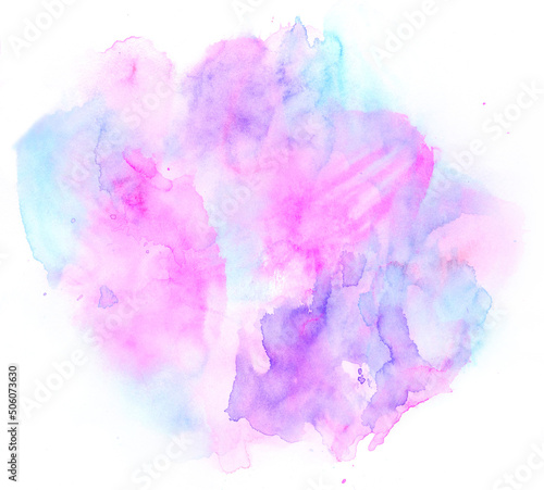 Watercolor paint brush strokes from a hand drawn isolated on white background