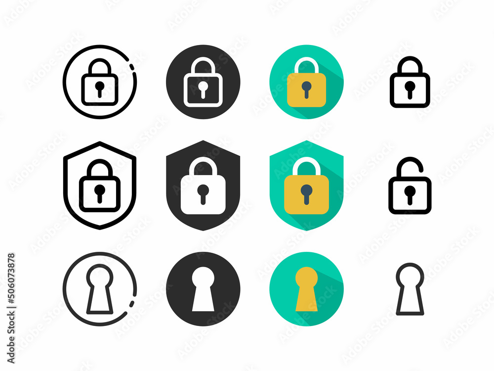 Padlock, Lock vector icons set Padlock, Lock vector icons set