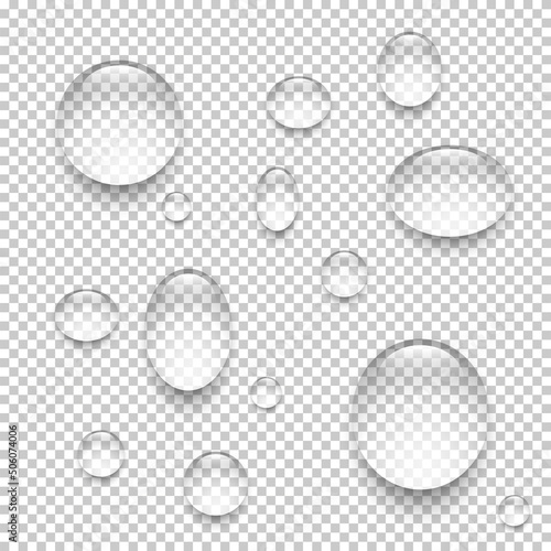 Wallpaper Mural Water drops set on transparent background