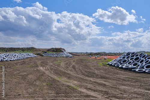 Fototapeta Naklejka Na Ścianę i Meble -  Motocross track has been built for motocross conducted on rough terrain along closed track.