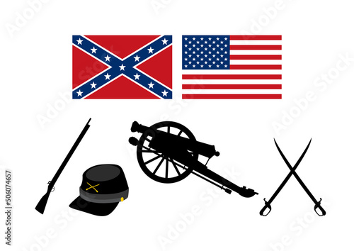 American civil war icon set vector Fototapeta