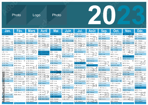 Calendrier 2023 Format A3 - pour entreprise avec logo sur 12 mois - multicaque - modifiable
