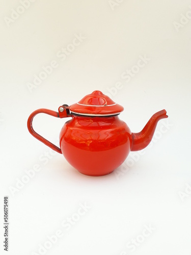 Vintage red enameled metal coffeepot