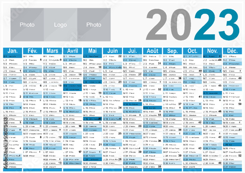Calendrier 2023 Format A3 - pour entreprise avec logo sur 12 mois - multicaque - modifiable