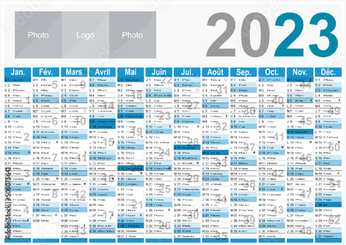 Calendrier 2023 Format A3 - pour entreprise avec logo sur 12 mois - multicaque - modifiable