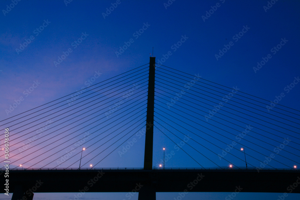 Cable-stayed bridge at sunset time in Bangkok Cable-stayed bridge at sunset time in Bangkok