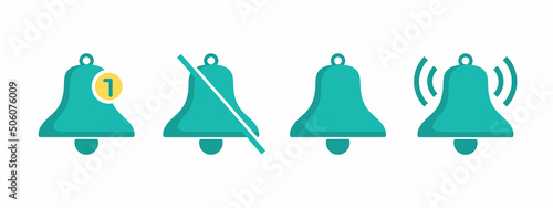 Bell icon. Notification icon vector, material design, New message. Bell icon set.