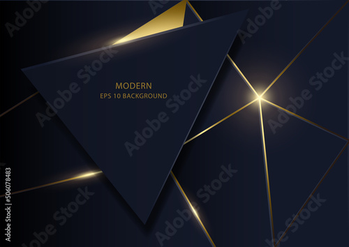 Luxurious abstract polygonal background with golden lines