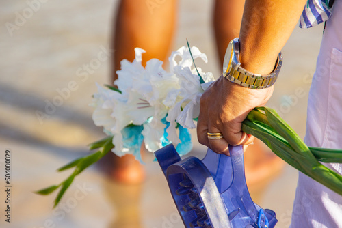 flowers offered to iemanja, during a party. photo
