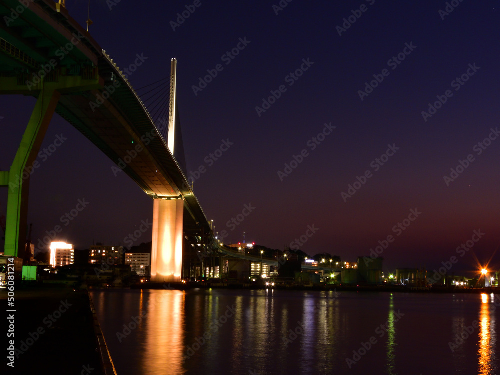 福岡市 荒津大橋の夜景 福岡市 荒津大橋の夜景