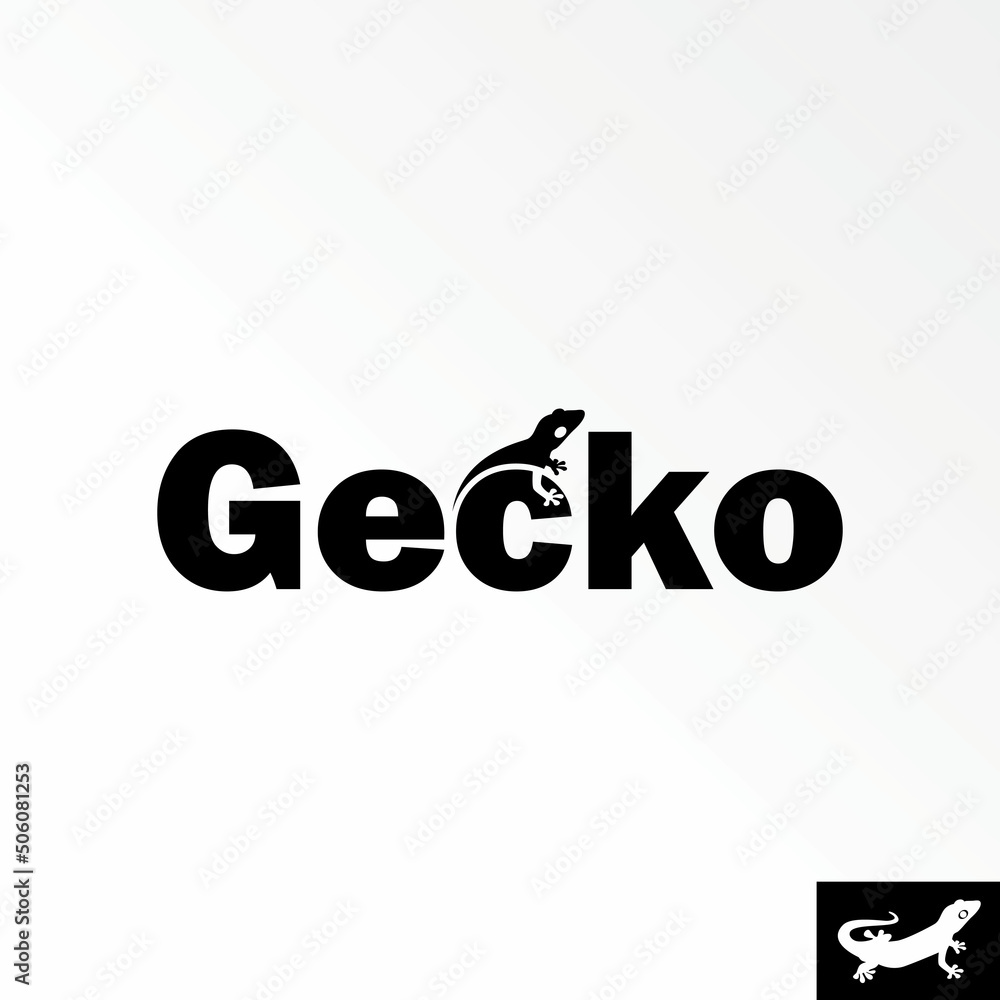 Unique letter or writing GECKO sans serif font with head on word C image graphic icon logo design abstract concept vector stock. Can be used as a symbol related to animal or wordmark Unique letter or writing GECKO sans serif font with head on word C image graphic icon logo design abstract concept vector stock. Can be used as a symbol related to animal or wordmark