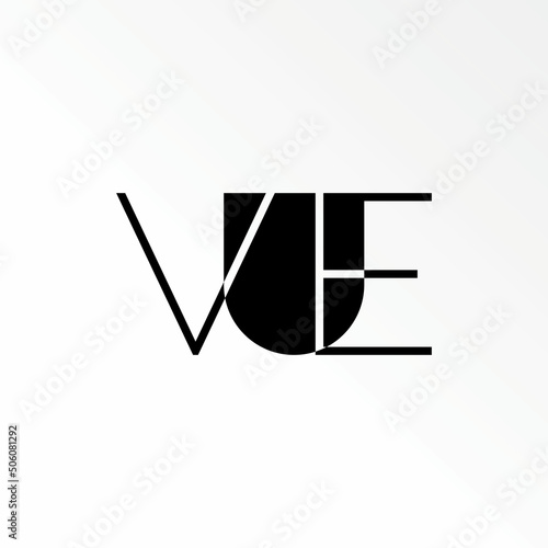 Unique letter or word VUE modern line font in negative space image graphic icon logo design abstract concept vector stock. Can be used as a symbol related to initial or monogram