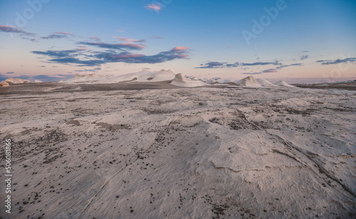 Evening View to the Sand Formations of the White Desert Protected Area, National Park in the Farafra Oasis, Egypt