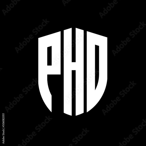 PHD letter logo design. PHD modern letter logo with black background. PHD creative  letter logo. simple and modern letter logo. vector logo modern alphabet font overlap style. Initial letters PHD 