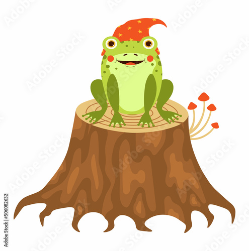 The frog on the stump