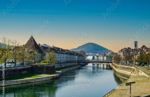 Obraz na płótnie Besancon city on the river on a clear summer day in Burgundy France w salonie