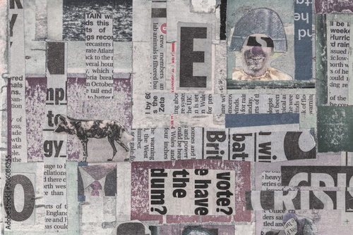 Creative Handmade Abstarct Background Made of Newspaper Pieces
