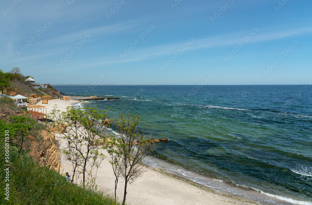 Odessa sea beach Arcadia landscape in spring, Ukraine