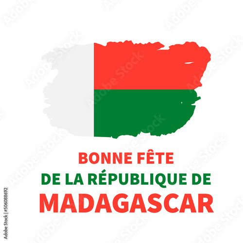 Madagascar Independence Day typography poster in French. National holiday celebrated on June 26. Vector template for banner  flyer  greeting card  etc