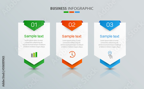 Business infographic design template with 3 options, steps or processes. Can be used for workflow layout, diagram, annual report, web design 
