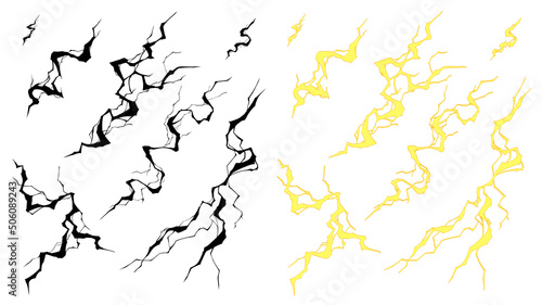 雷のエフェクトのイラスト素材セット