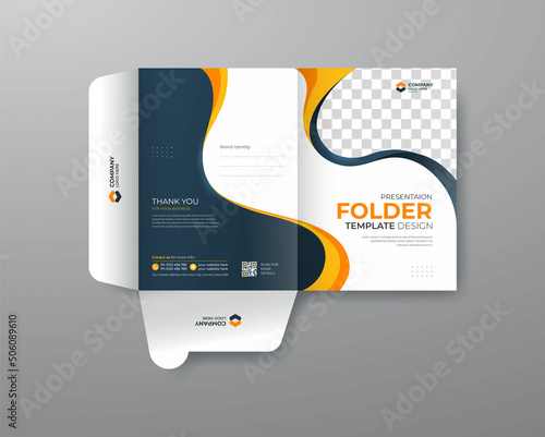 Presentation folder template design, Folder design, cover for catalog, brochures, Annual report background for business design, blue color template