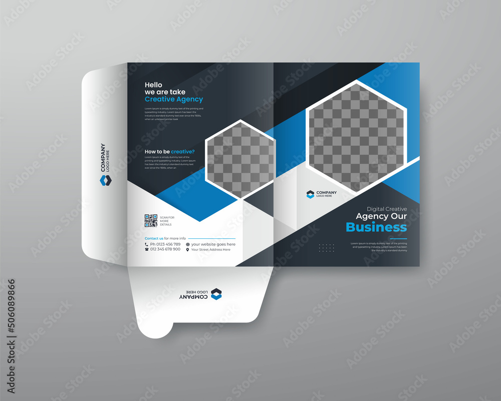 Presentation folder template design, Folder design, cover for catalog