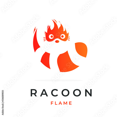 Fire racoon abstract illustration logo
