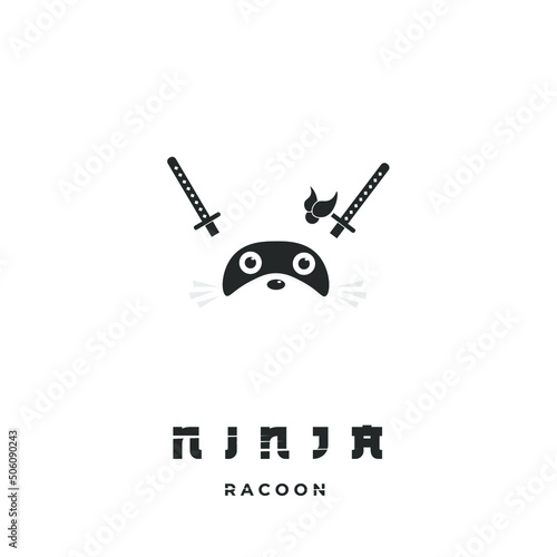 Ninja raccoon logo illustration