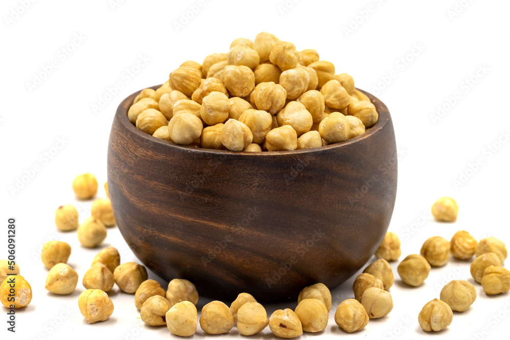 Roasted hazelnut nut isolated on white background. Organic nuts. close up Roasted hazelnut nut isolated on white background. Organic nuts. close up