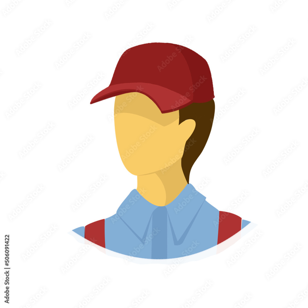 Male avatar without face in red uniform with baseball cap