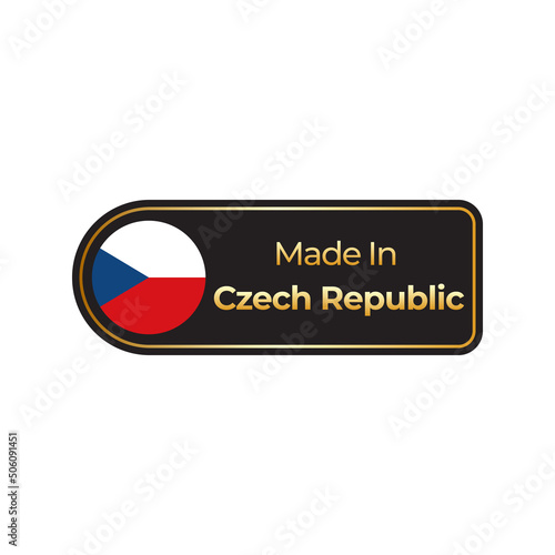 Made in Czech Republic vector tag design with flag isolated on white background