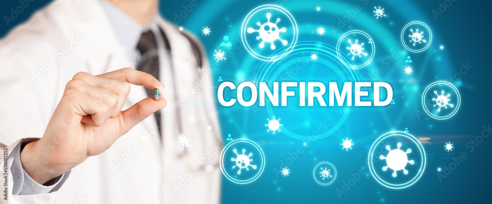 Doctor giving pill, virus concept Doctor giving pill, virus concept