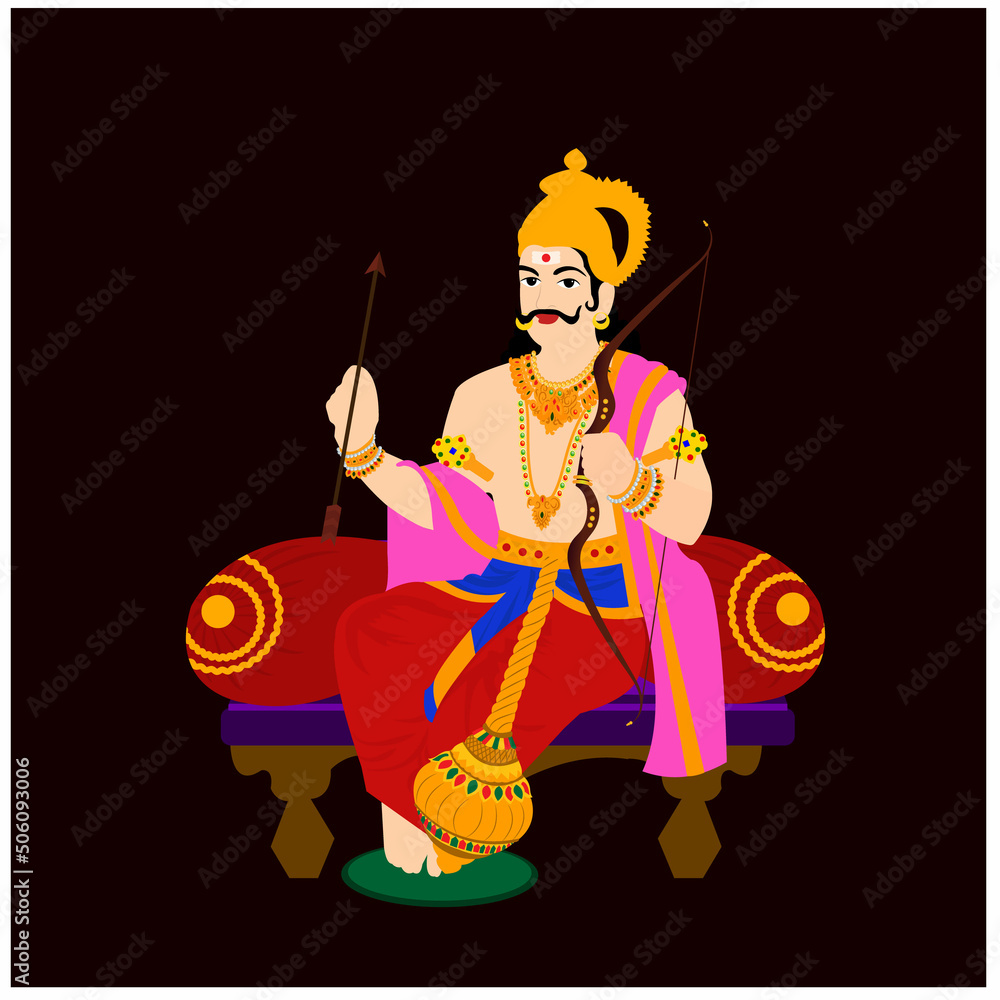 Lord Shani Dev Indian Hindu God Vector Illustration Stock Vector ...