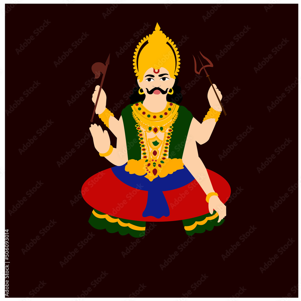Lord Shani Dev Indian Hindu God Vector Illustration Stock Vector Adobe Stock