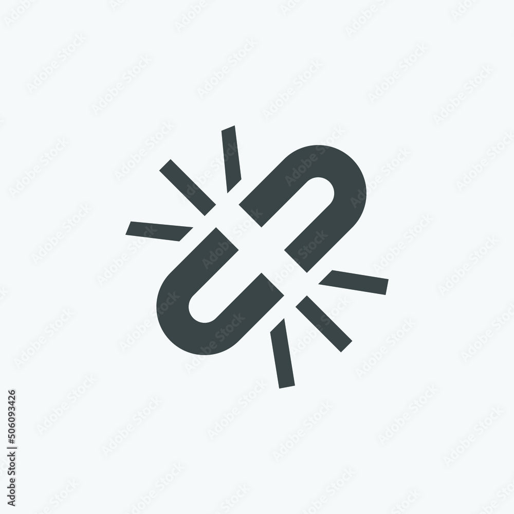 Fototapeta premium Unlink vector icon. Isolated broken link icon vector design. Designed for web and app design interfaces.