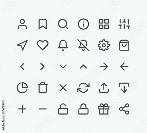 User interface vector icon set. Isolated linear style icon vector design. Designed for web and app design interfaces.