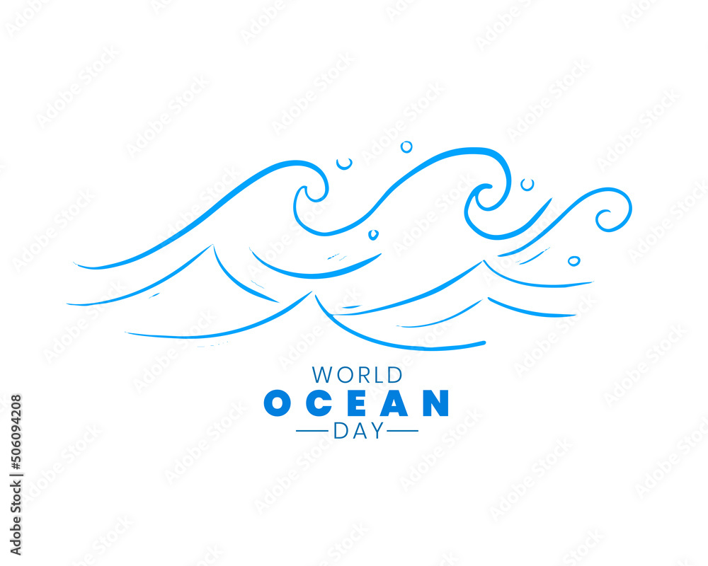 world ocean day hand drawn illustration with sea waves world ocean day hand drawn illustration with sea waves