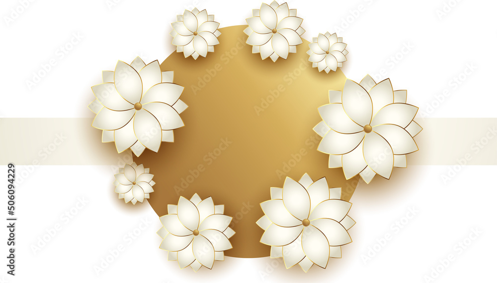 beautiful flowers golden frame with text space