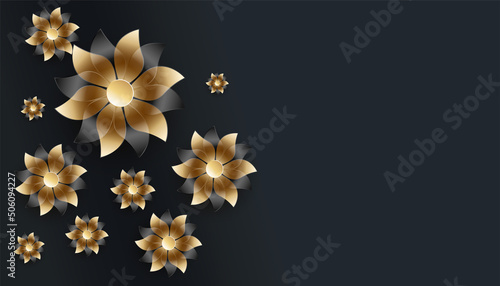 shiny golden flowers design with text space © starlineart