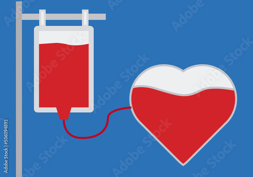 Icono de transfusión de sangre a un corazón.