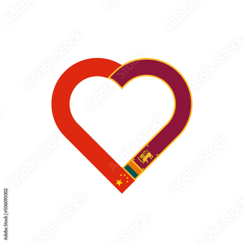 unity concept. heart ribbon icon of china and sri lanka flags. vector illustration isolated on white background