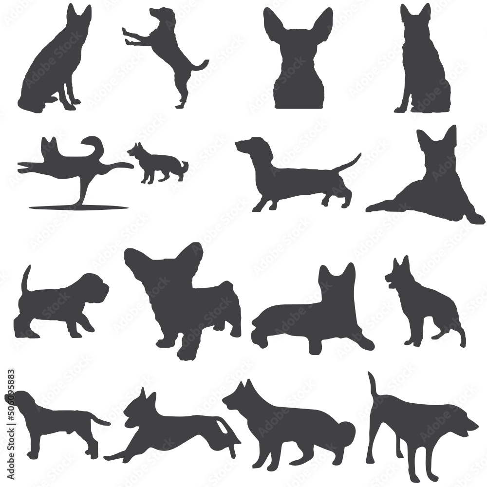 set of cats silhouettes, Dog Silhouette Stock Illustration. 
Dogs Silhouette. Vector Illustration.  Clip arts, Vectors, And Stock Illustration