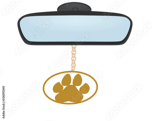 Dog footprint on mirror. vector illustration