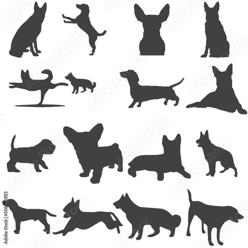 Fototapeta Naklejka Na Ścianę i Meble -  set of cats silhouettes, Dog Silhouette Stock Illustration. 
Dogs Silhouette. Vector Illustration.  Clip arts, Vectors, And Stock Illustration