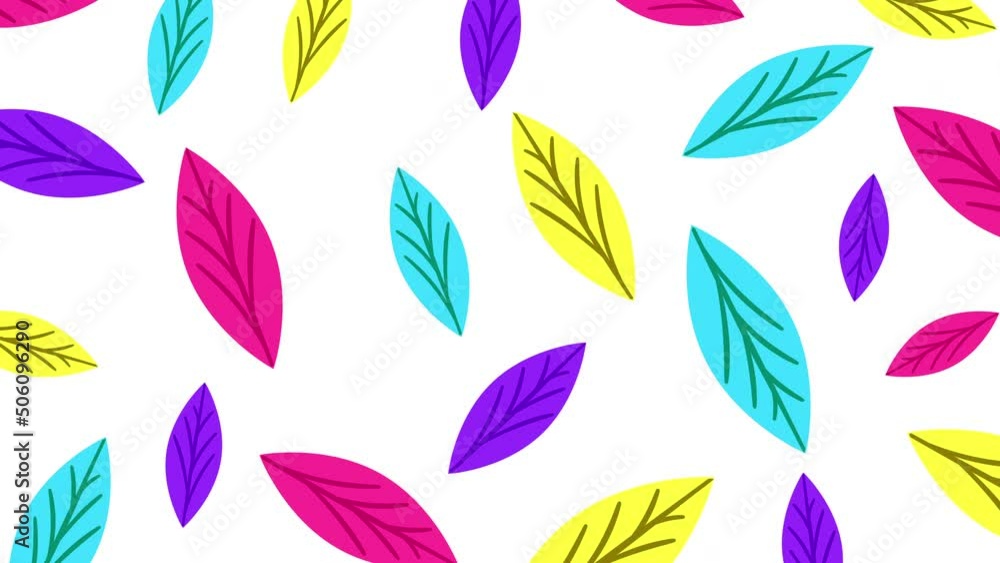 Animated Neon Colors Leaves Pattern on White Background Autumn Leaves Texture Creative Animation Website or Social Media Pattern Banner Template Loop animation 4K Motion Video Design of Natural Leaves Animated Neon Colors Leaves Pattern on White Background Autumn Leaves Texture Creative Animation Website or Social Media Pattern Banner Template Loop animation 4K Motion Video Design of Natural Leaves