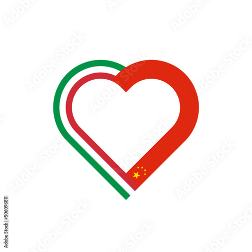 unity concept. heart ribbon icon of italy and china flags. vector illustration isolated on white background