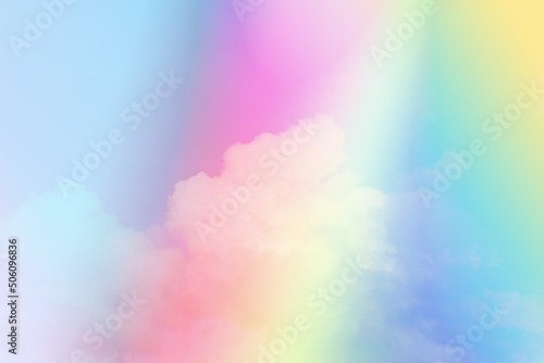 beauty sweet pastel pink yellow colorful with fluffy clouds on sky. multi color rainbow image. abstract fantasy growing light
