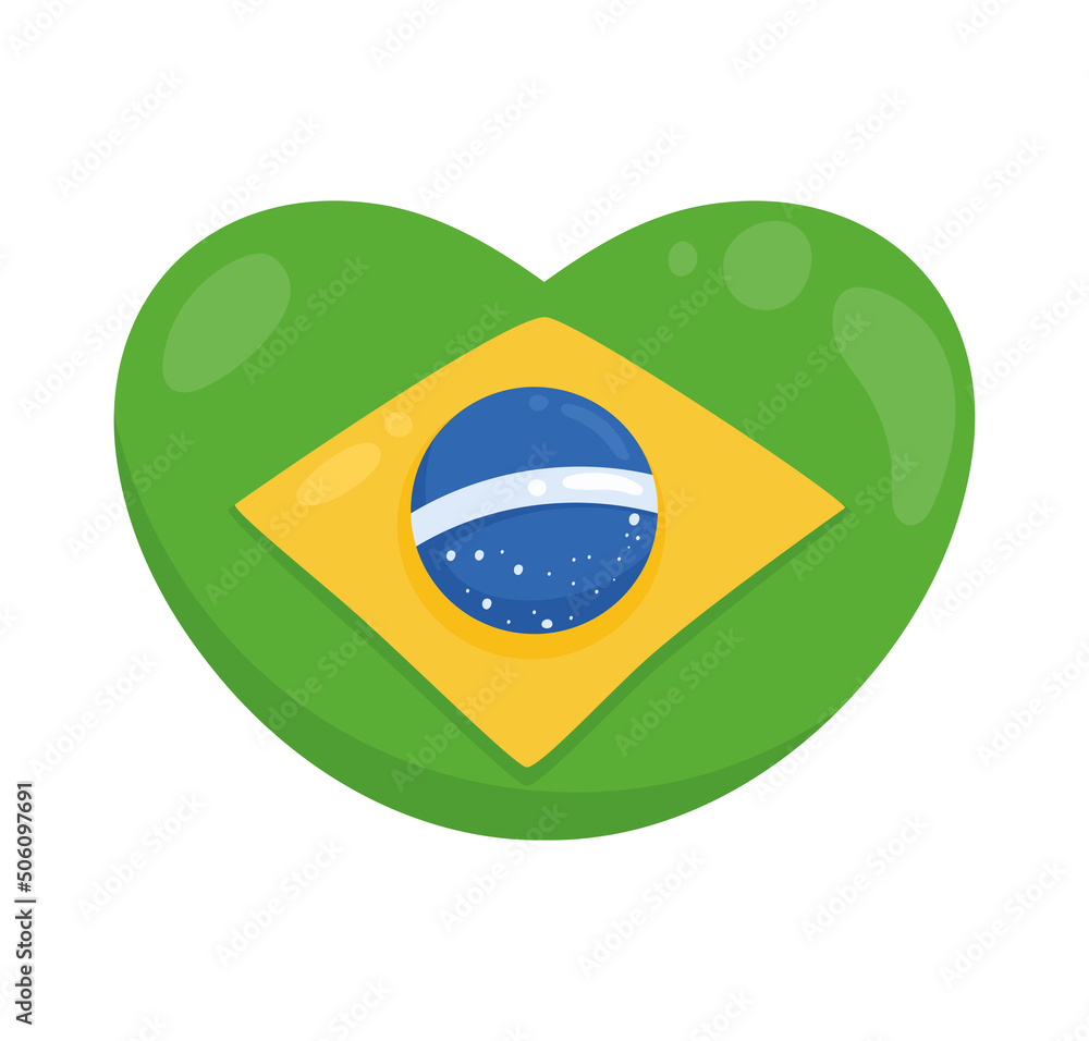 brazil flag in heart