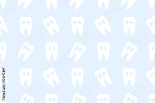 Tooth seamless background for medicine design. Vector backdrop. Wrapping paper.
